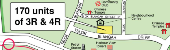 A mapview of the street for the Bukit Merah BTO