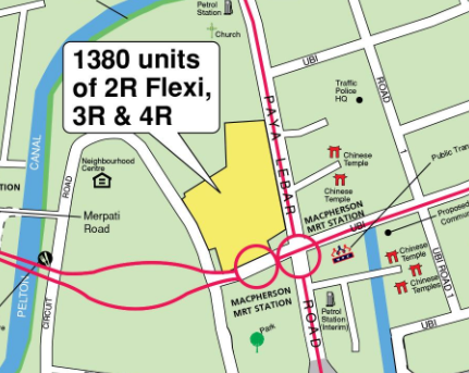 A mapview of the street for the Geylang BTO