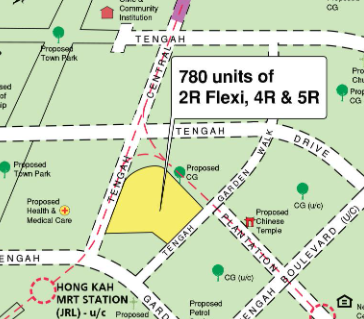 A mapview of the street for the Tengah BTO 